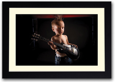 

Baby With Black Guitar Music Fine Art Print(14 inch X 20 inch, Framed)