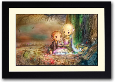 

Cartoon Boy Girl Storytelling Fine Art Print(14 inch X 20 inch, Framed)