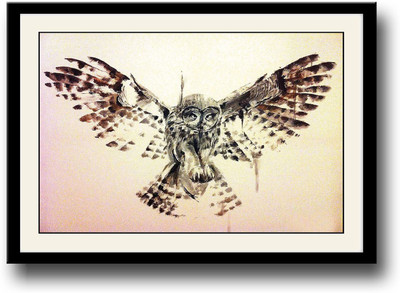 Artistic Owl with wings Fine Art Print(10 inch X 14 inch, Framed)