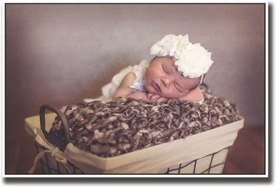 

Baby sleeping on brown basket Fine Art Print(12 inch X 18 inch, Rolled)