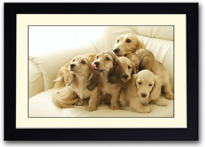 

Dog Family On Couch Fine Art Print(14 inch X 20 inch, Framed)