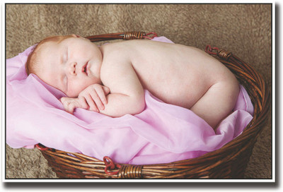 

Baby on a wooden basket Fine Art Print(12 inch X 18 inch, Rolled)