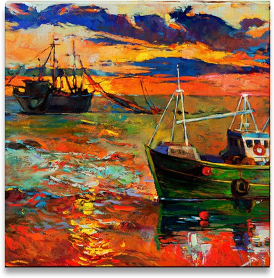 33% OFF on Fishing Ships and Sea Canvas Art(12 inch X 12 inch)