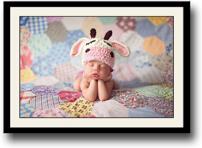 

cute baby image with hat Fine Art Print(10 inch X 14 inch, Framed)