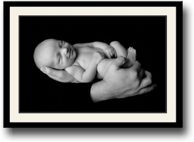 

Newborn cute baby smiling in hands Fine Art Print(10 inch X 14 inch, Framed)