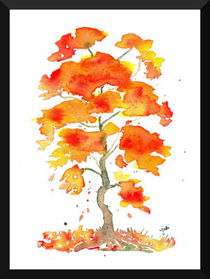

Tallenge - Autumn Tree - Watercolor painting - Large Size Ready-to-hang Framed Art Print On - Large Size Framed Art Print On Photographic Paper(17 inch X 24 inch, Framed)