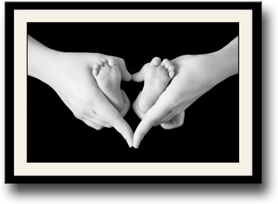 

Mother with new born's feet in heart shape Fine Art Print(10 inch X 14 inch, Framed)