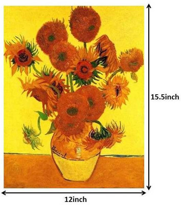 48% OFF on Vase with Fifteen Sunflowers Paper Print(15.5 inch X 12 inch, Rolled)