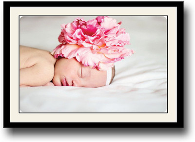 

Baby with big flower bow Fine Art Print(10 inch X 14 inch, Framed)