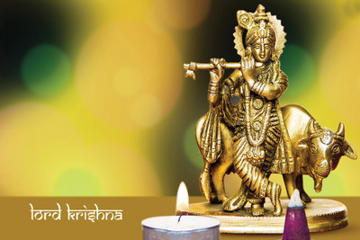

LORD KRISHNA GOLDEN 12X18 INCHES Fine Art Print(12 inch X 18 inch)