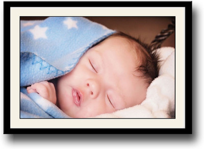 

Cute Baby in blue blanket Fine Art Print(10 inch X 14 inch, Framed)