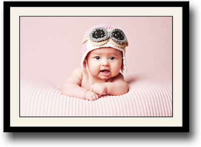 

Adorable newborn baby with pilot cap Fine Art Print(10 inch X 14 inch, Framed)
