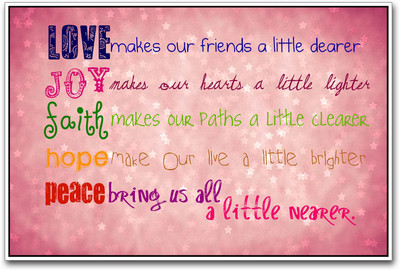 

Love Joy Faith Hope Peace quote Paper Print(12 inch X 18 inch)