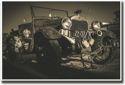 

Vintage jeep with chains Fine Art Print(12 inch X 18 inch, Rolled)