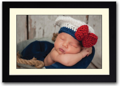 

New Born Baby With Red & White Cap Fine Art Print(14 inch X 20 inch, Framed)