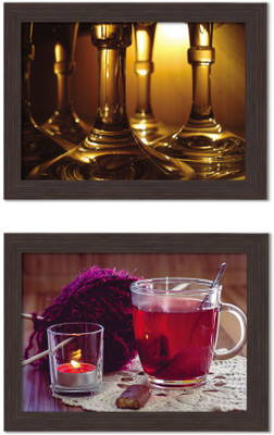 

Pack of 2 Framed Posters For Dining Room / Kitchen / Restaurant / Minibar / Bachelor Pad Room Photographic Paper(13.5 inch X 10 inch, Box Packing)