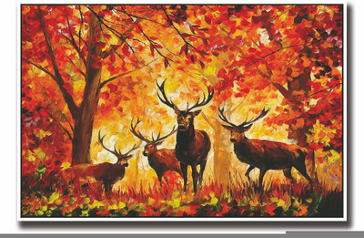 

Posterhouzz Autumns deer art Fine Art Print(12 inch X 18 inch, Rolled)