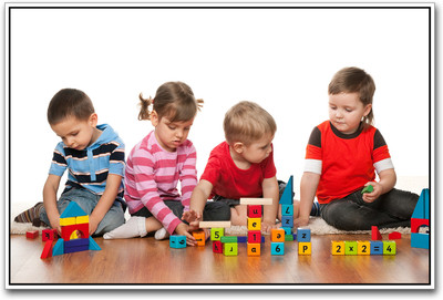 

Children playing with Blocks Paper Print(12 inch X 18 inch)