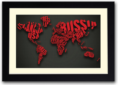 

Map Typography Fine Art Print(14 inch X 20 inch, Framed)