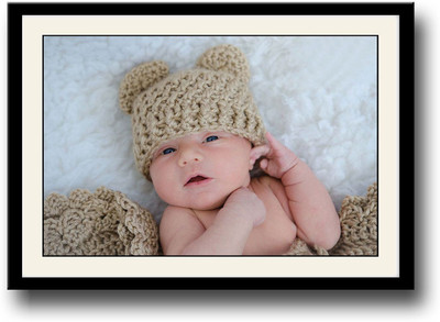

Cute baby with brown hat looking Fine Art Print(10 inch X 14 inch, Framed)