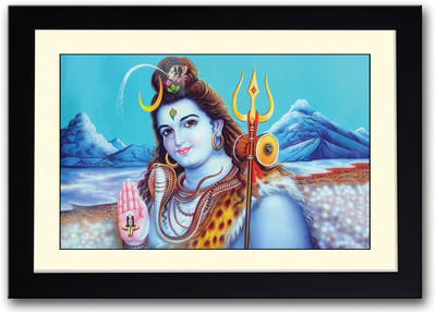 

Shiv God and Himalayas Fine Art Print(14 inch X 20 inch, Framed)