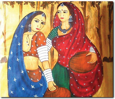 75% OFF on Stybuzz Rajasthani Women With Pots Frameless Canvas Art(22 inch X 18 inch)