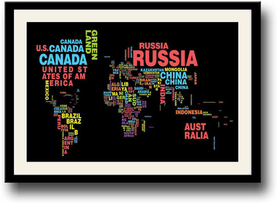 

World Map Typography Fine Art Print(10 inch X 14 inch, Framed)
