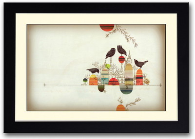 

Owls and Birds Abstract Fine Art Print(14 inch X 20 inch, Framed)