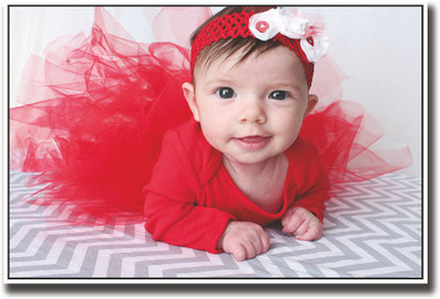 

Baby in red dress looking Fine Art Print(12 inch X 18 inch, Rolled)