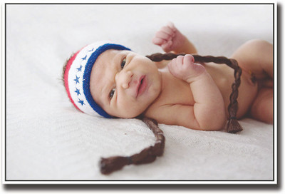 

Baby with American flag cap Fine Art Print(12 inch X 18 inch, Rolled)