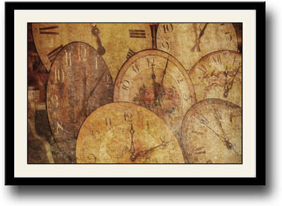 

Vintage clocks painting Fine Art Print(10 inch X 14 inch, Framed)