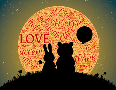 

poster moon love Fine Art Print(12 inch X 16 inch, Rolled)