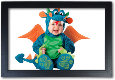 

Cute Baby in a Dragon Dress With Frame Paper Print(14 inch X 20 inch, Streched)