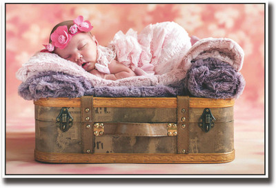 

Cute Baby with pink flower hair band Fine Art Print(12 inch X 18 inch, Rolled)