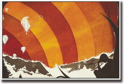 

Orange sky water and balloons Fine Art Print(12 inch X 18 inch, Rolled)