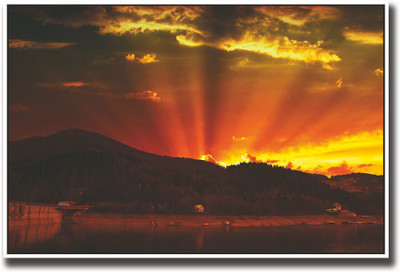 

Mesmerising Sun rise behind mountains Fine Art Print(12 inch X 18 inch, Rolled)