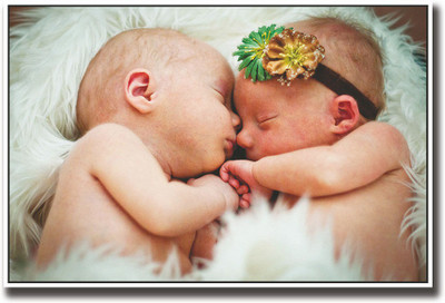 

2 Cute babies hugging Fine Art Print(12 inch X 18 inch, Rolled)