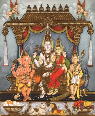 79% OFF on Painting Without Frame - Shiva Family Abstract Canvas Art(22 inch X 18 inch)