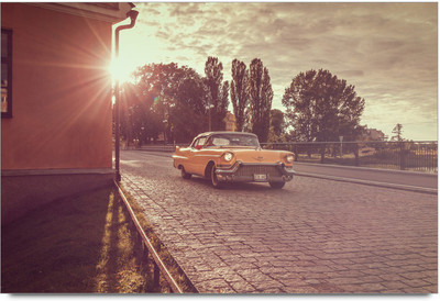 58% OFF on Vintage Yellow Car Poster Paper Print(12 inch X 18 inch)