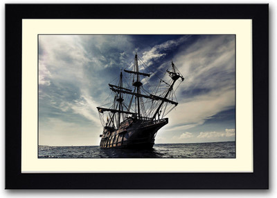

Black Pirate Ship Fine Art Print(14 inch X 20 inch, Framed)