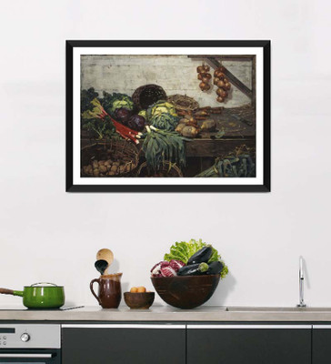 

Tallenge Art For Kitchen - The Vegetable Stall - Framed Art Print On Photographic Paper(18 inch X 12 inch, Framed)
