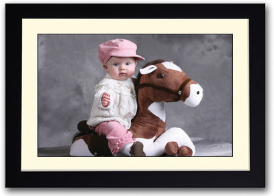 

Cute Baby On Toy Horse Fine Art Print(14 inch X 20 inch, Framed)