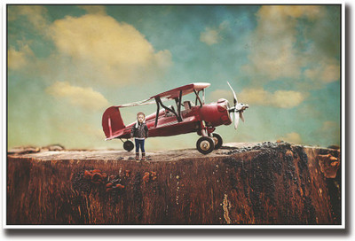 

Boy with Aeroplane Fine Art Print(12 inch X 18 inch, Rolled)