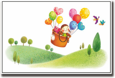 

Flying basket with balloons Fine Art Print(12 inch X 18 inch, Rolled)