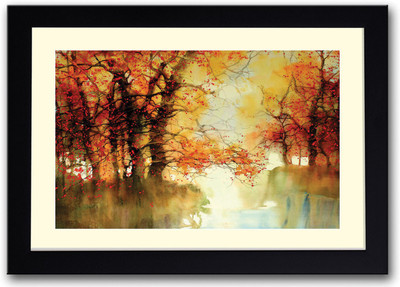 

Artistic Painting yellow trees Fine Art Print(14 inch X 20 inch, Framed)