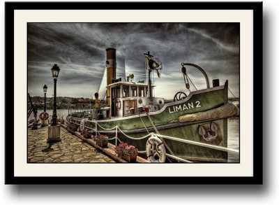 

Green docked ship Fine Art Print(10 inch X 14 inch, Framed)