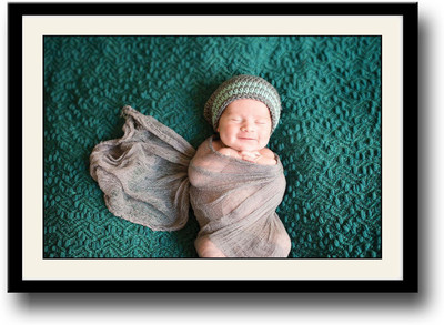 Smiling baby wrapped in cloth Fine Art Print(10 inch X 14 inch, Framed)