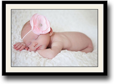 

Cute baby with bow sleeping Fine Art Print(10 inch X 14 inch, Framed)