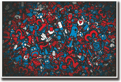 

Blue & red abstract characters Fine Art Print(12 inch X 18 inch, Rolled)