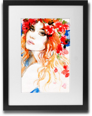

Shaildha's Water Colour Painting Print of Flowery Girl Fine Art Print(11 inch X 9 inch)